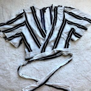 Black and white Express Wrap Top